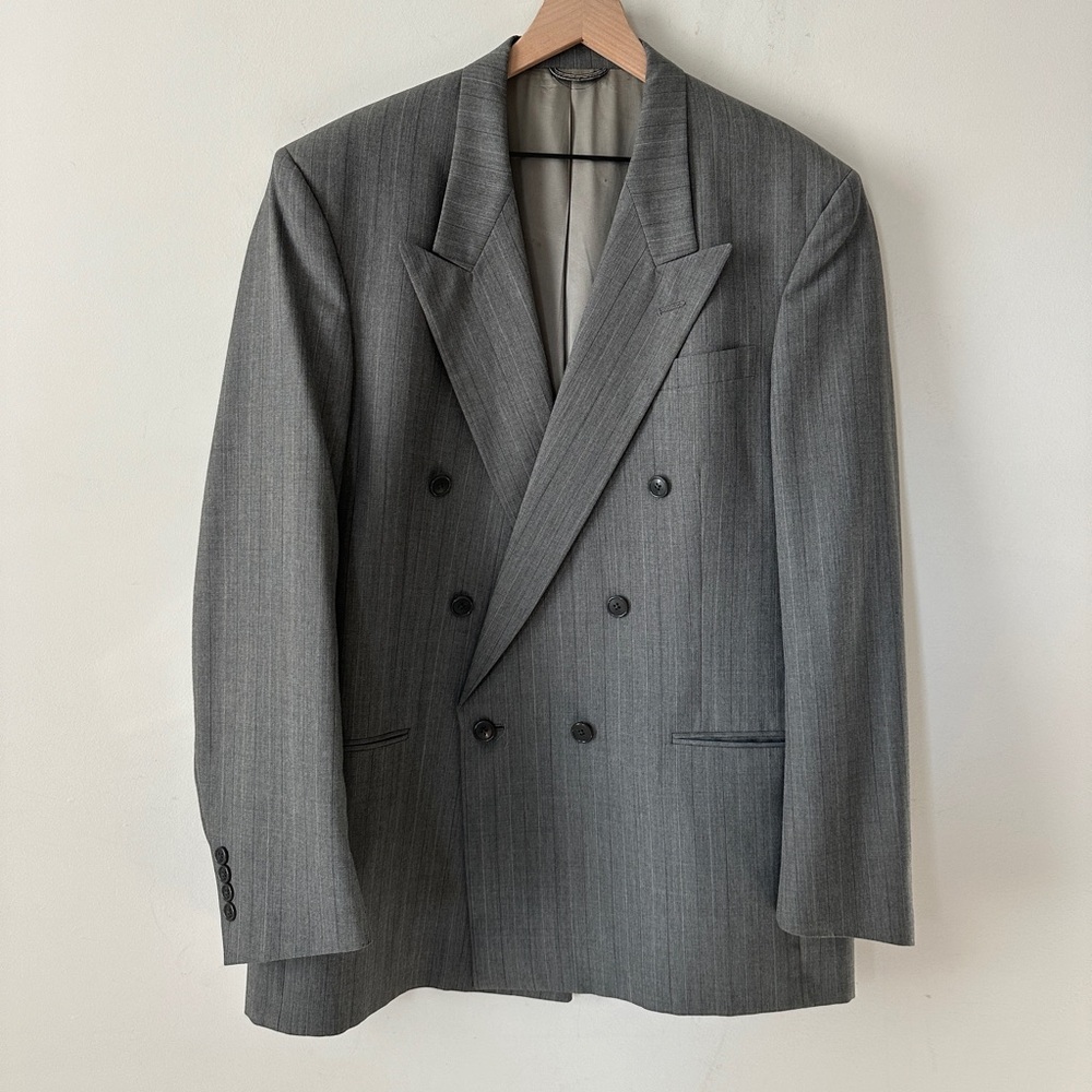 Dior Men's Double-Breasted Gray Pinstripe Blazer